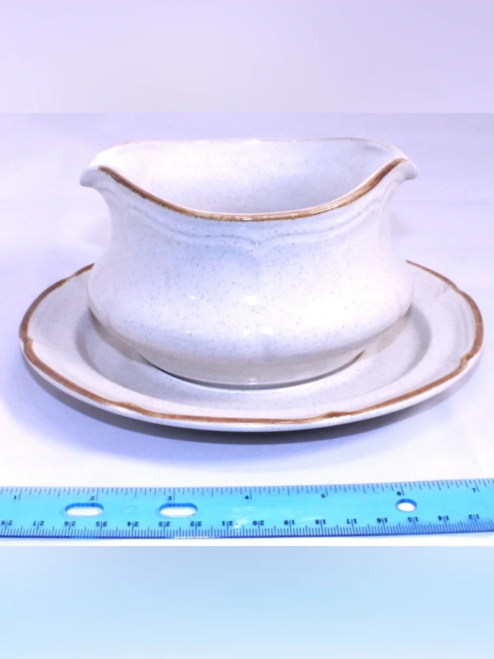Vintage Classic Hearthside Stoneware gravy boat with a matching under plate